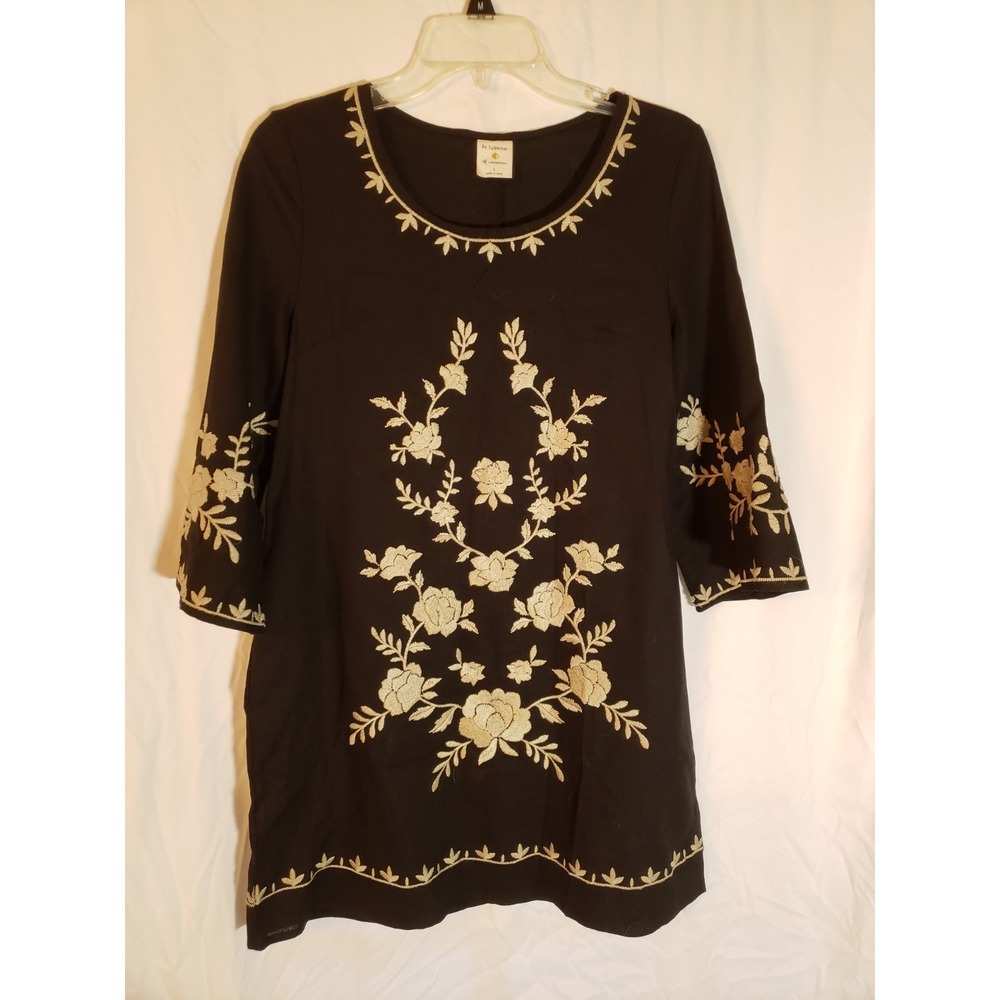 Women's By Together Black Embroidered Long Sleeve Dress Size S